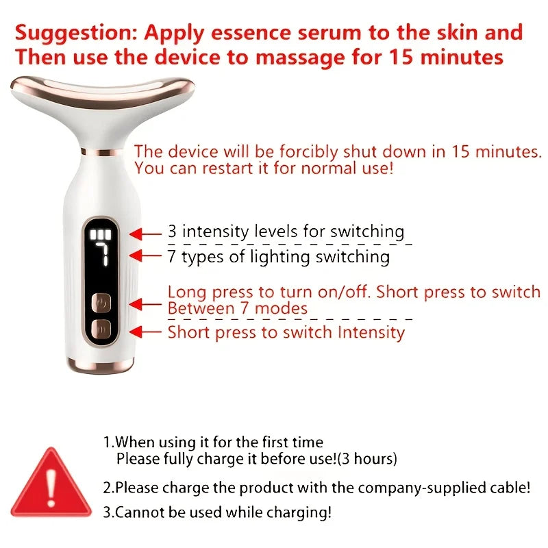GlowVault 7‑Color LED Neck & Face Sculpting Therapy Device