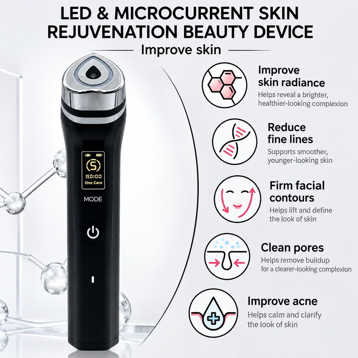 GlowVault 5-Mode LED & Microcurrent Facial Wand
